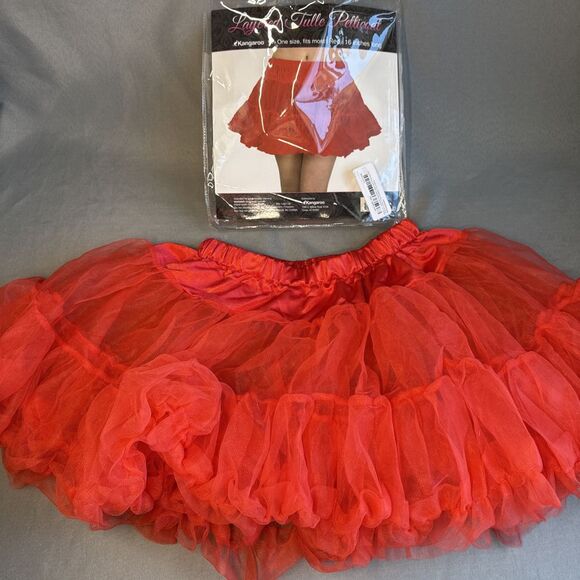 Full Red Costume Petticoat -‎ Fits Most Adults 16" Long 22-34" Waist New! - Picture 1 of 4